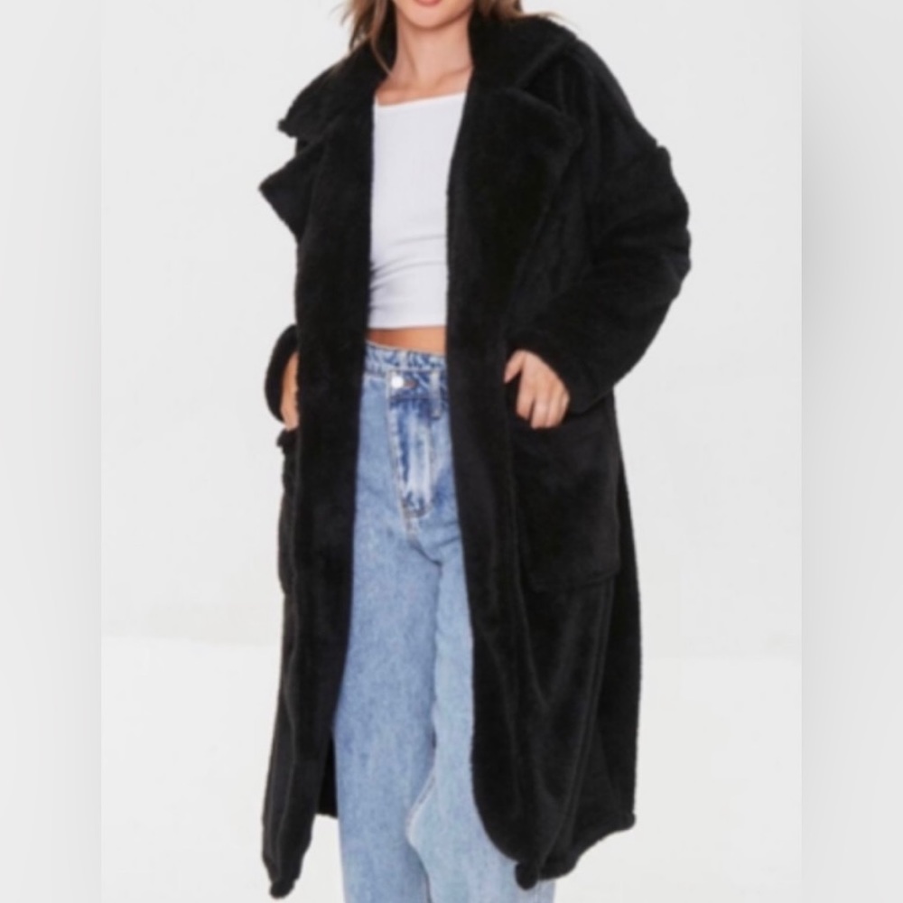 Forever 21 Black Teddy Coat